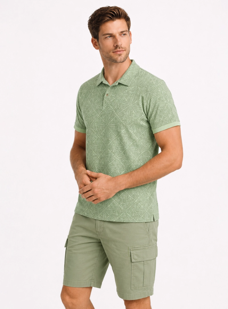 POLERA PRINT PIQUE REGULAR FIT VERDE ARROW - 1