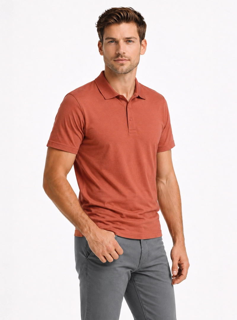POLERA STONE WASH REGULAR FIT TERRACOTA ARROW - 1