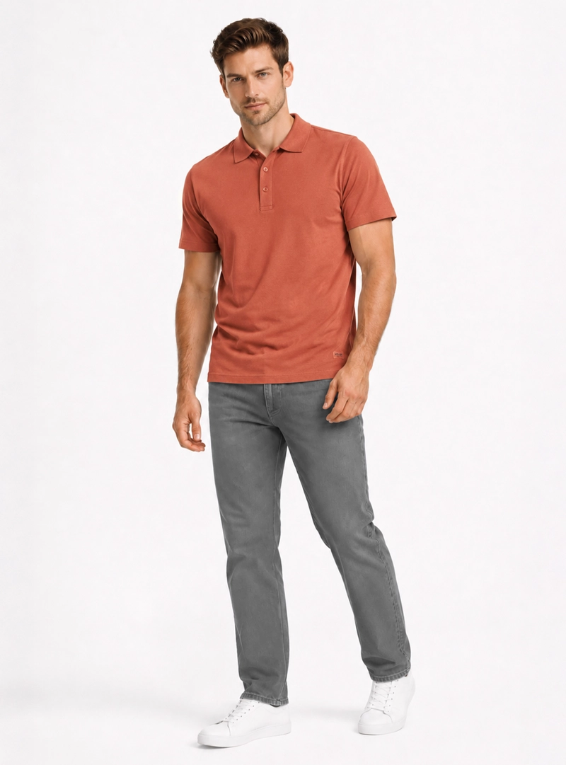 POLERA STONE WASH REGULAR FIT TERRACOTA ARROW - 4