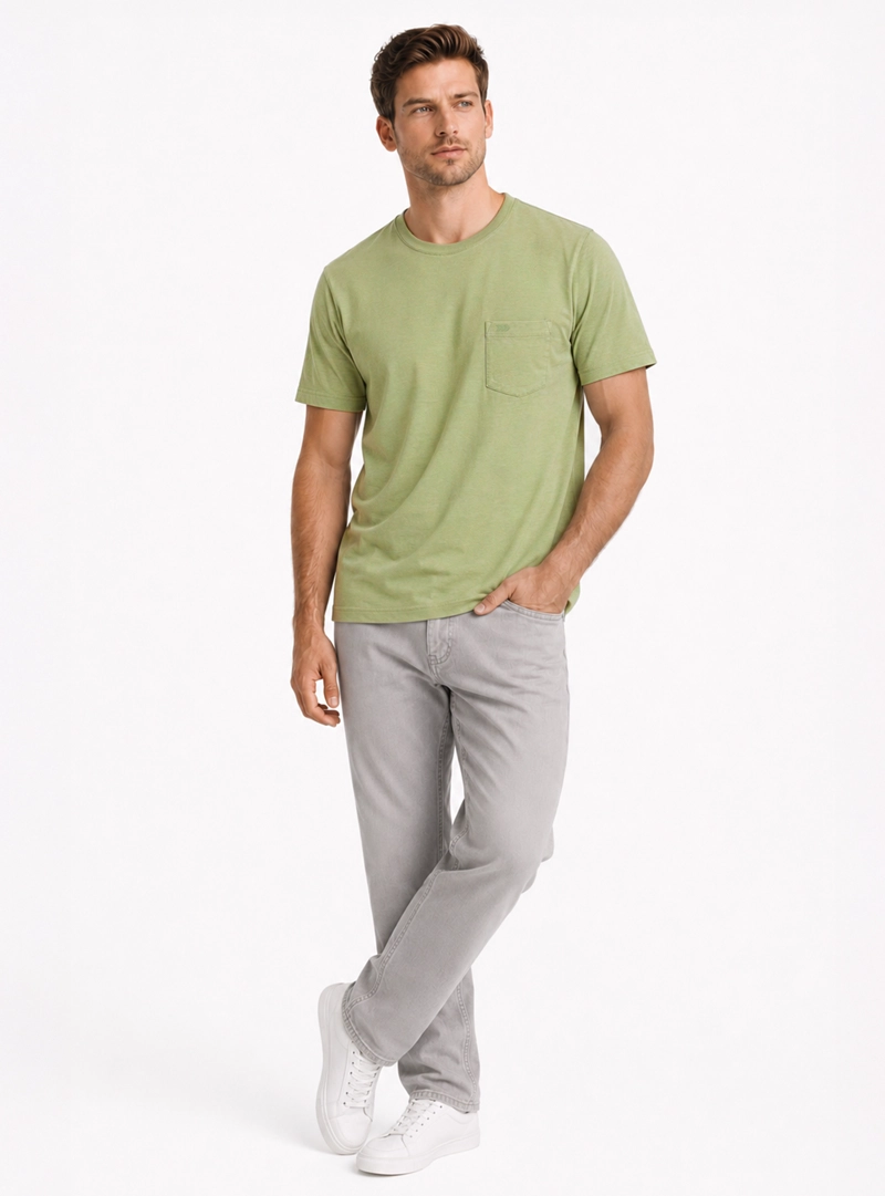 POLERA ALGODON LISA REGULAR FIT VERDE ARROW - 4
