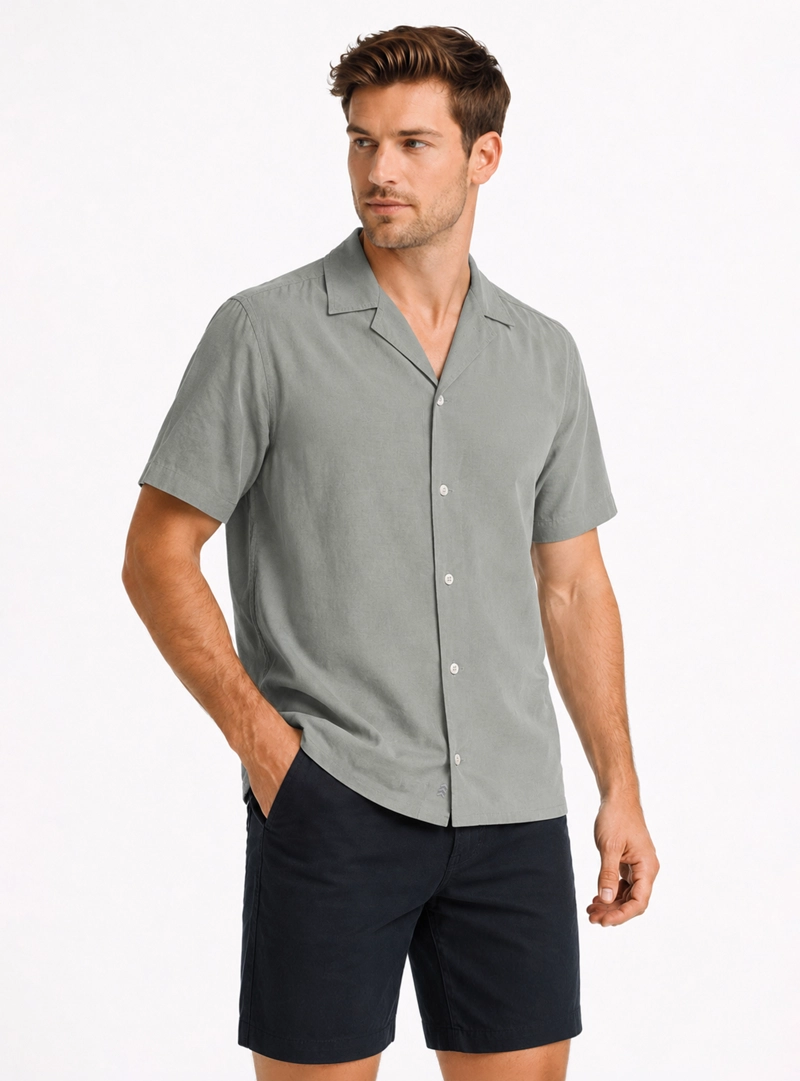 CAMISA LYOCELL LINO REGULAR FIT VERDE ARROW - 1