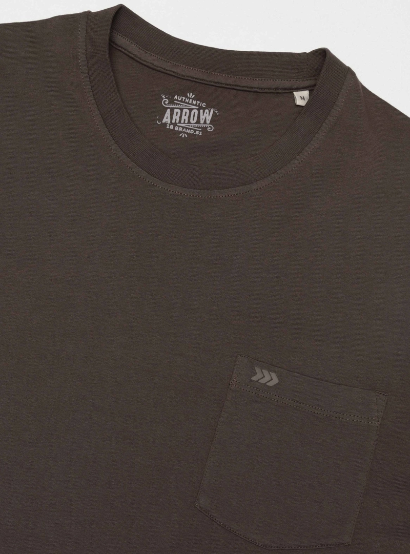 POLERA ALGODON LISA REGULAR FIT CAFE  ARROW - 5