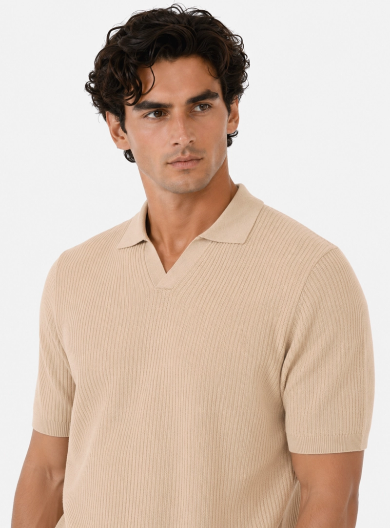 POLERA TEJIDA REGULAR FIT BEIGE ARROW - 3