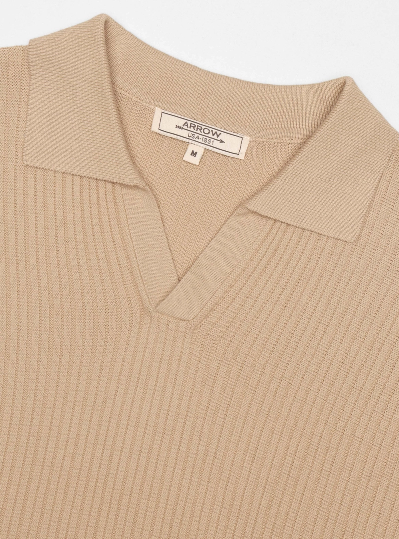 POLERA TEJIDA REGULAR FIT BEIGE ARROW - 5