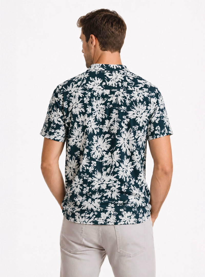 CAMISA ALGODON PRINT REGULAR FIT AZUL MARINO ARROW - 2