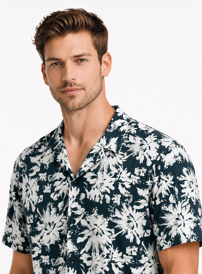 CAMISA ALGODON PRINT REGULAR FIT AZUL MARINO ARROW - 3