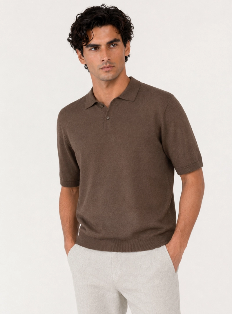 POLERA TEJIDA REGULAR FIT CAFE  ARROW - 1