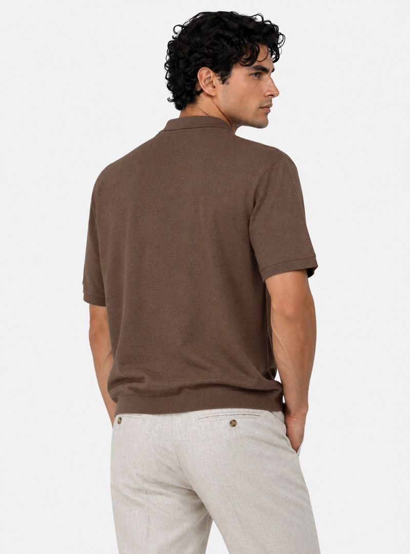 POLERA TEJIDA REGULAR FIT CAFE  ARROW - 2
