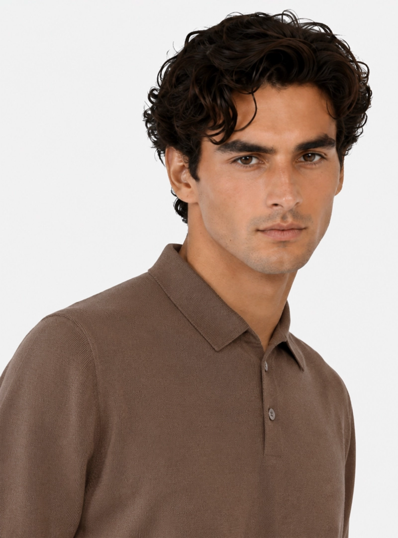 POLERA TEJIDA REGULAR FIT CAFE  ARROW - 3