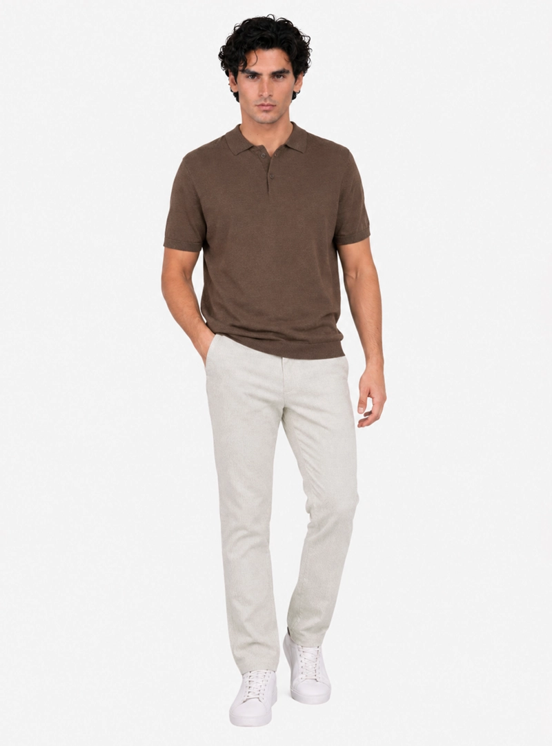 POLERA TEJIDA REGULAR FIT CAFE  ARROW - 4