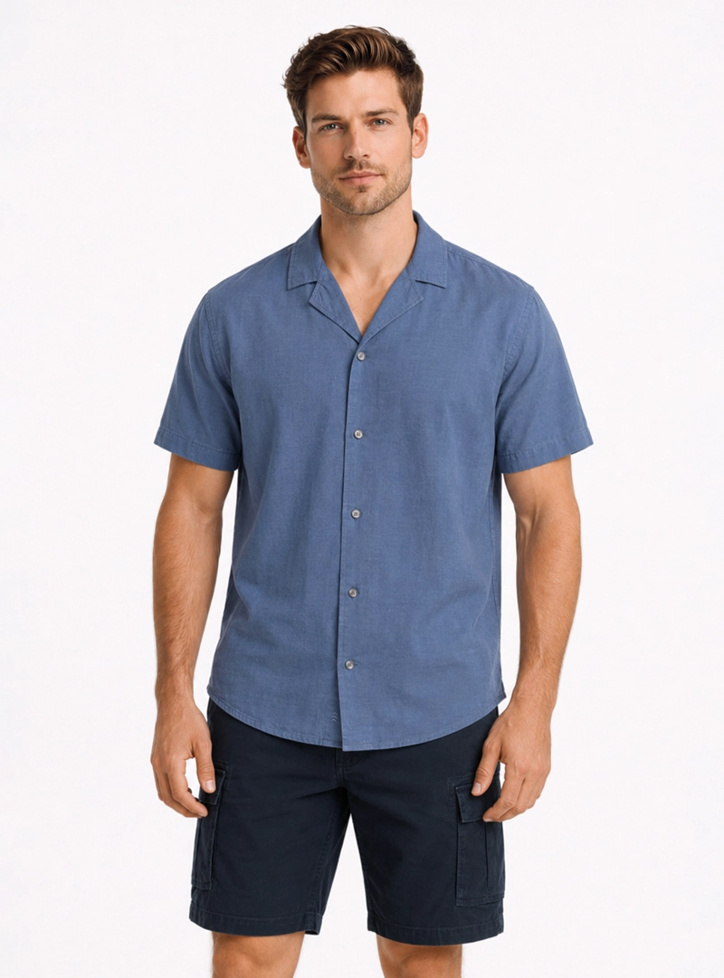 CAMISA LYOCELL LINO REGULAR FIT AZUL ARROW - 1