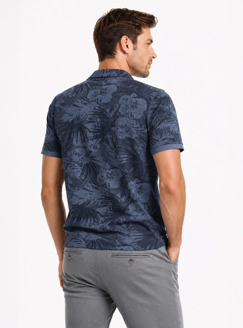 POLERA PRINT PIQUE REGULAR FIT AZUL ARROW - 2