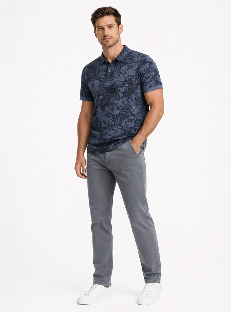 POLERA PRINT PIQUE REGULAR FIT AZUL ARROW - 4
