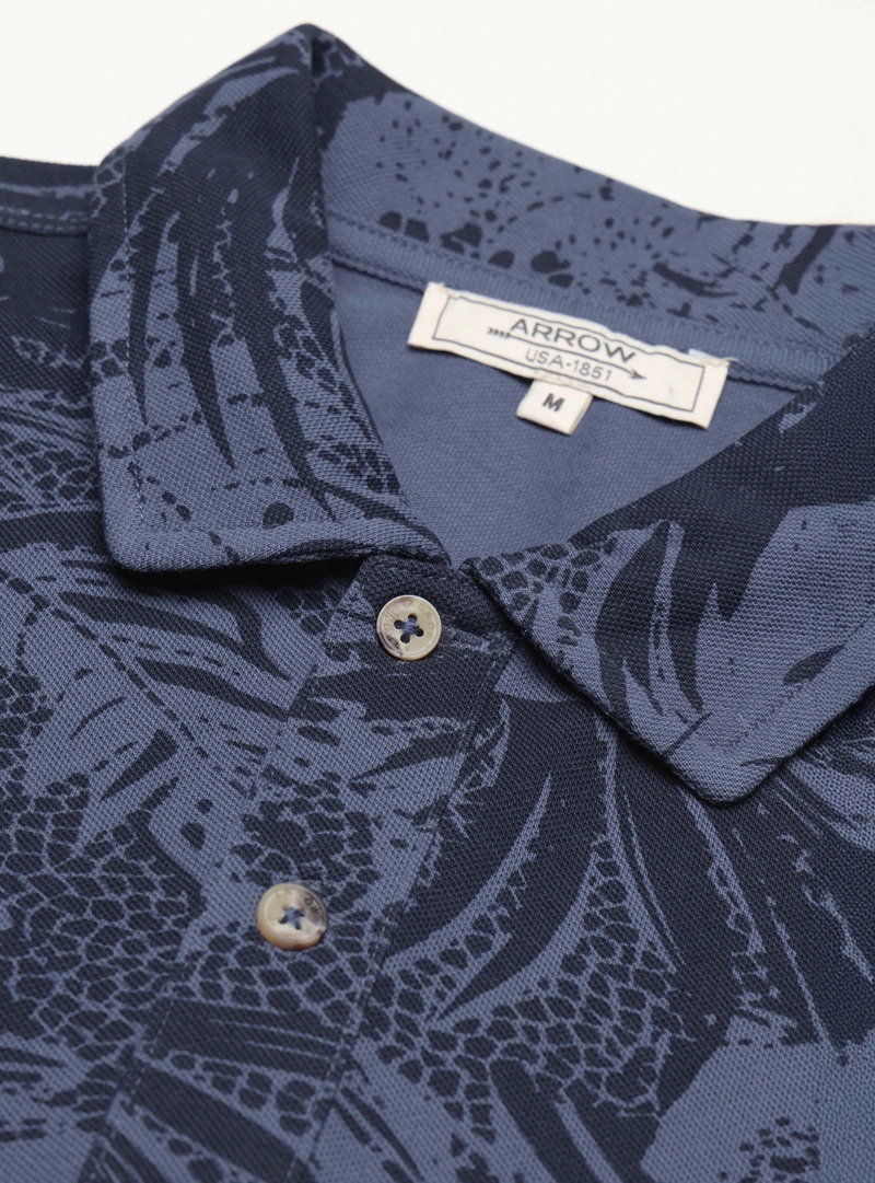 POLERA PRINT PIQUE REGULAR FIT AZUL ARROW - 5