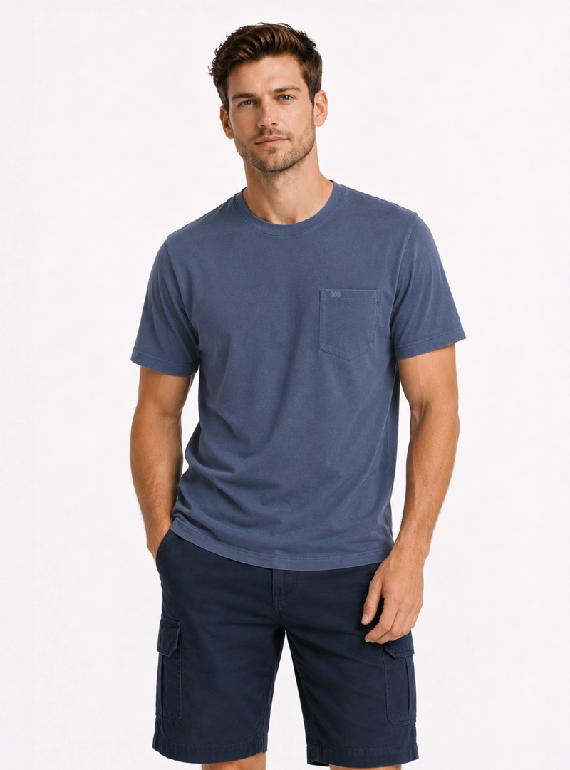 POLERA ALGODON LISA REGULAR FIT AZUL ARROW - 1