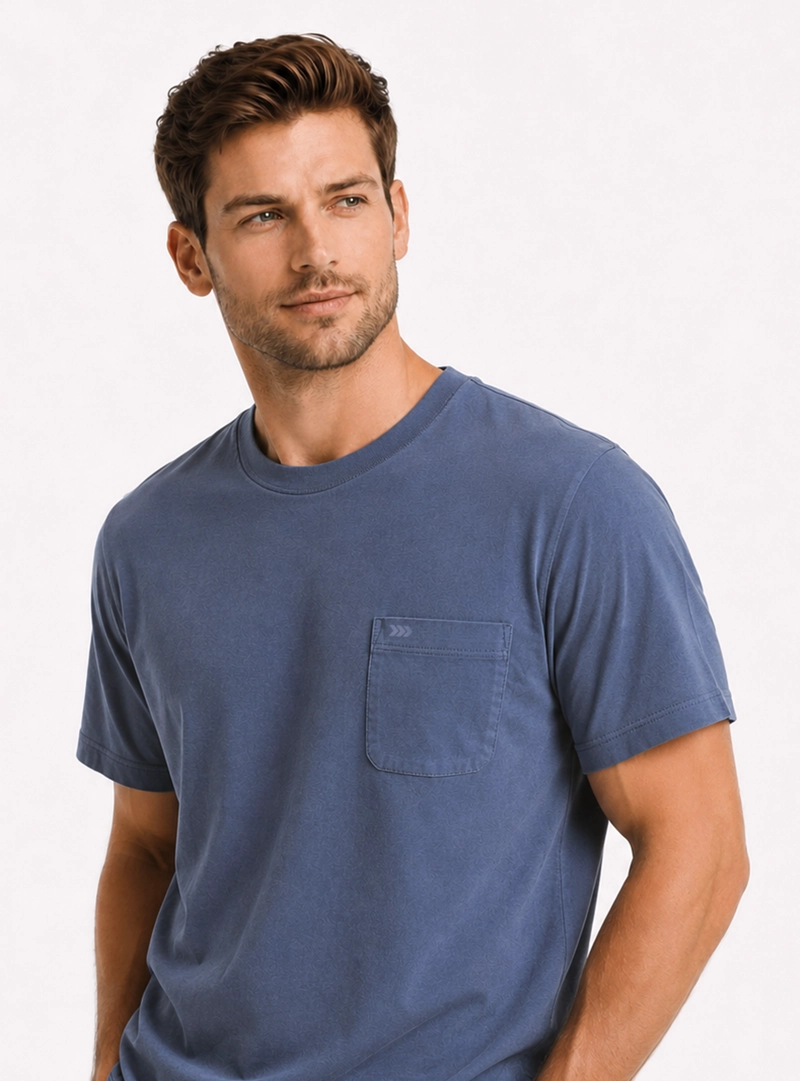 POLERA ALGODON LISA REGULAR FIT AZUL ARROW - 3
