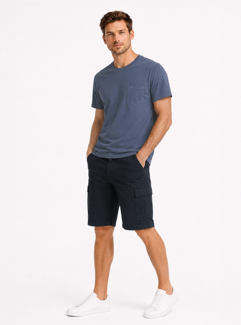 POLERA ALGODON LISA REGULAR FIT AZUL ARROW - 4
