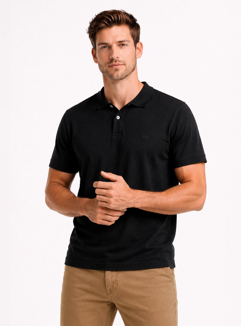 POLERA PIQUE REGULAR FIT NEGRO ARROW - 1