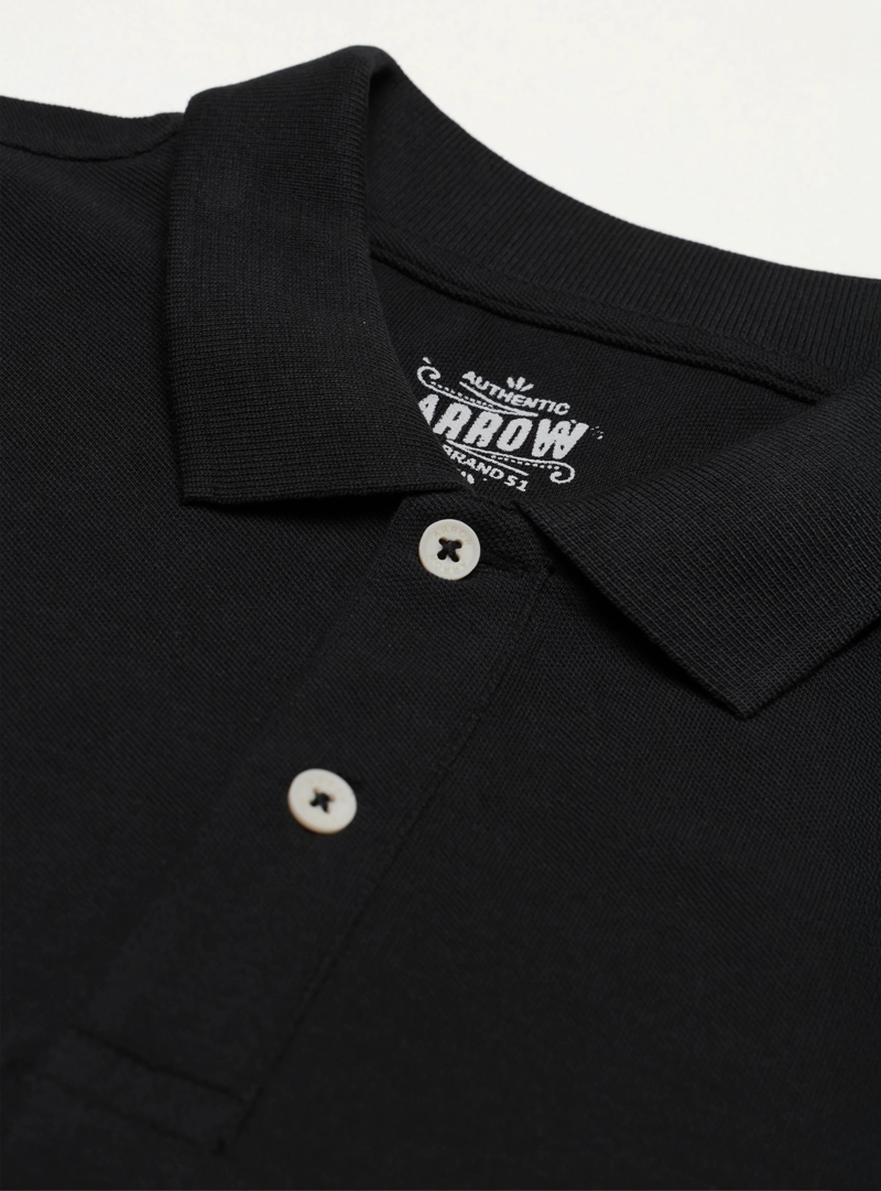 POLERA PIQUE REGULAR FIT NEGRO ARROW - 5