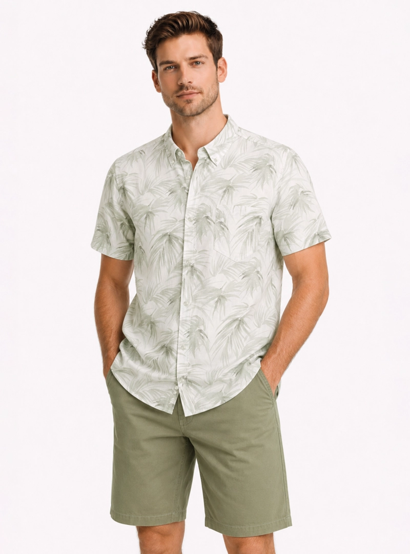 CAMISA PRINT SPANDEX REGULAR FIT BEIGE ARROW - 1