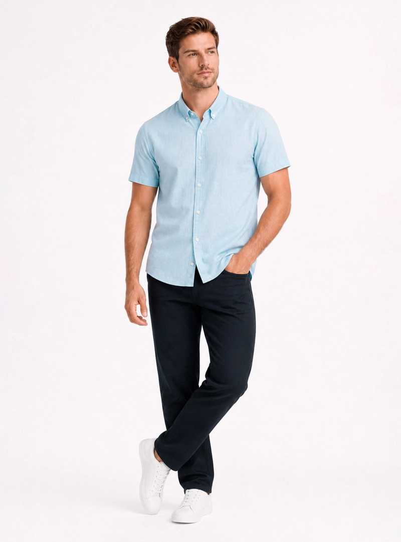 CAMISA LINO ALGODON REGULAR FIT CELESTE ARROW - 4