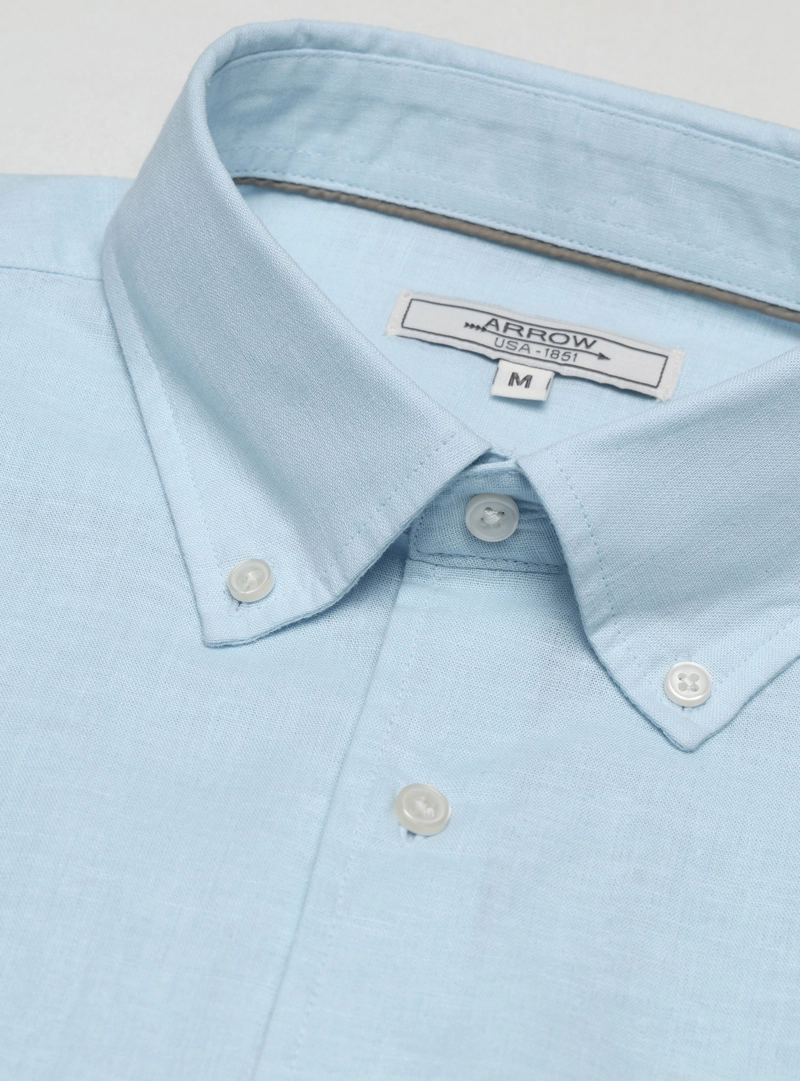CAMISA LINO ALGODON REGULAR FIT CELESTE ARROW - 5