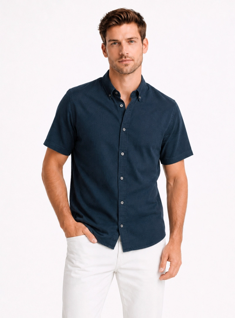 CAMISA LINO ALGODON REGULAR FIT AZUL ARROW - 1