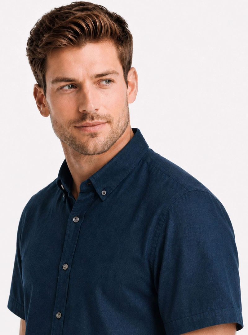 CAMISA LINO ALGODON REGULAR FIT AZUL ARROW - 3