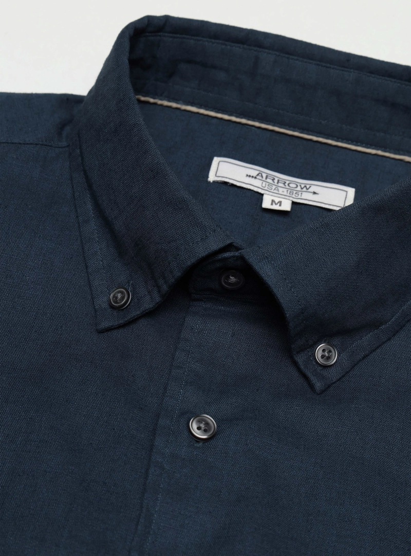 CAMISA LINO ALGODON REGULAR FIT AZUL ARROW - 5