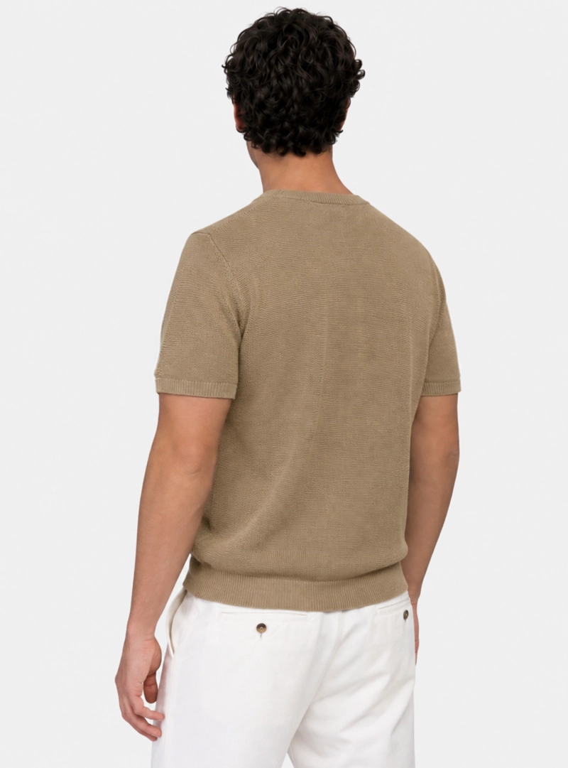 POLERA TEJIDA LINO-ALGODON REGULAR FIT CAFE  ARROW - 2
