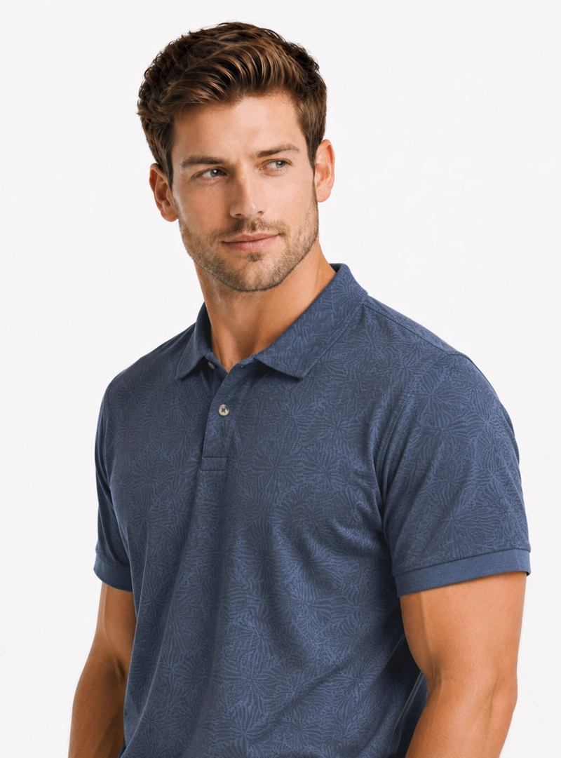 POLERA PRINT PIQUE REGULAR FIT AZUL ARROW - 3