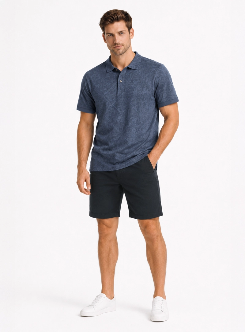 POLERA PRINT PIQUE REGULAR FIT AZUL ARROW - 4