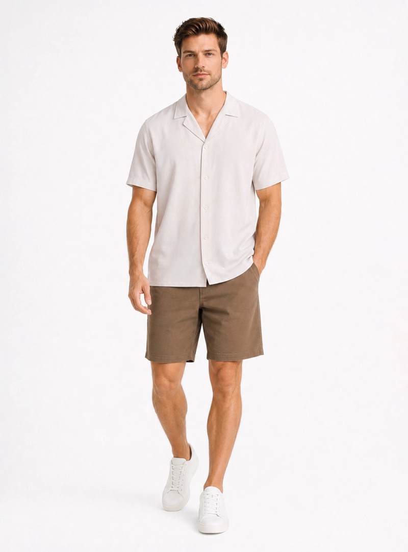 CAMISA LYOCELL LINO REGULAR FIT BEIGE ARROW - 4