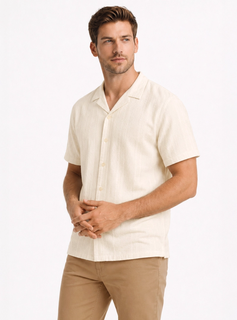 CAMISA TEXTURADA REGULAR FIT CRUDO ARROW - 1