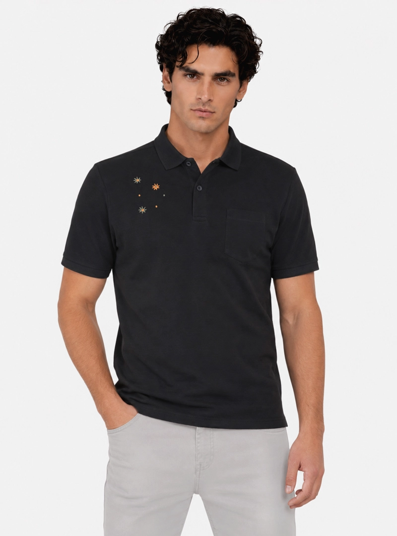 POLERA PIQUE REGULAR FIT NEGRO ARROW - 1