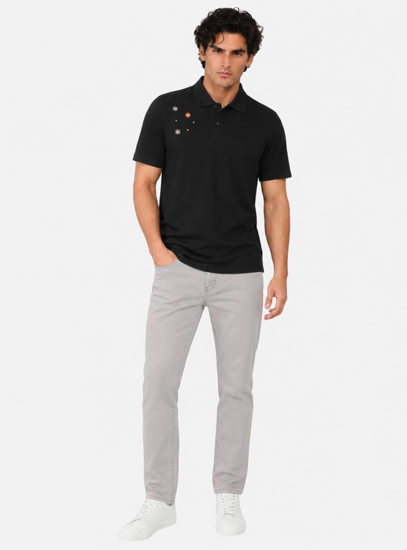 POLERA PIQUE REGULAR FIT NEGRO ARROW - 4