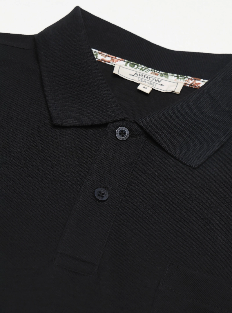 POLERA PIQUE REGULAR FIT NEGRO ARROW - 5