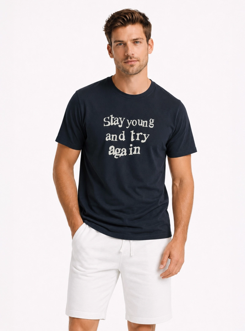 POLERA ESTAMPADA REGULAR FIT AZUL MARINO ARROW - 1