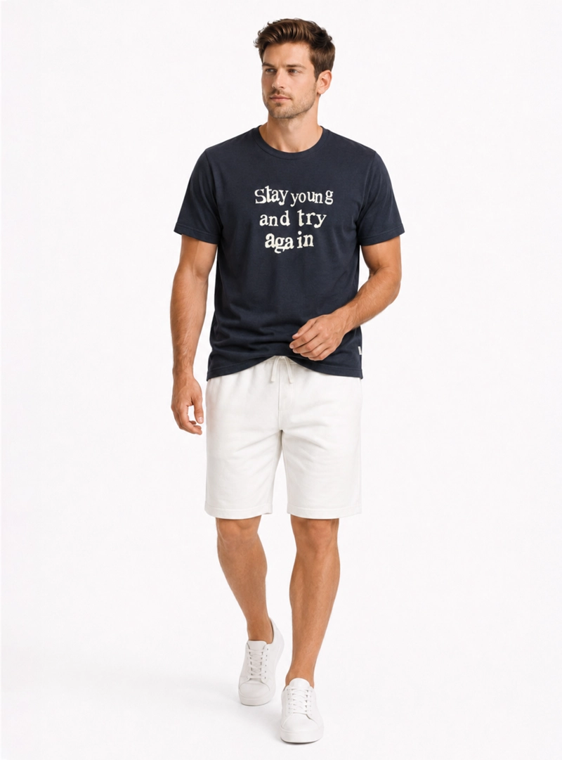 POLERA ESTAMPADA REGULAR FIT AZUL MARINO ARROW - 4
