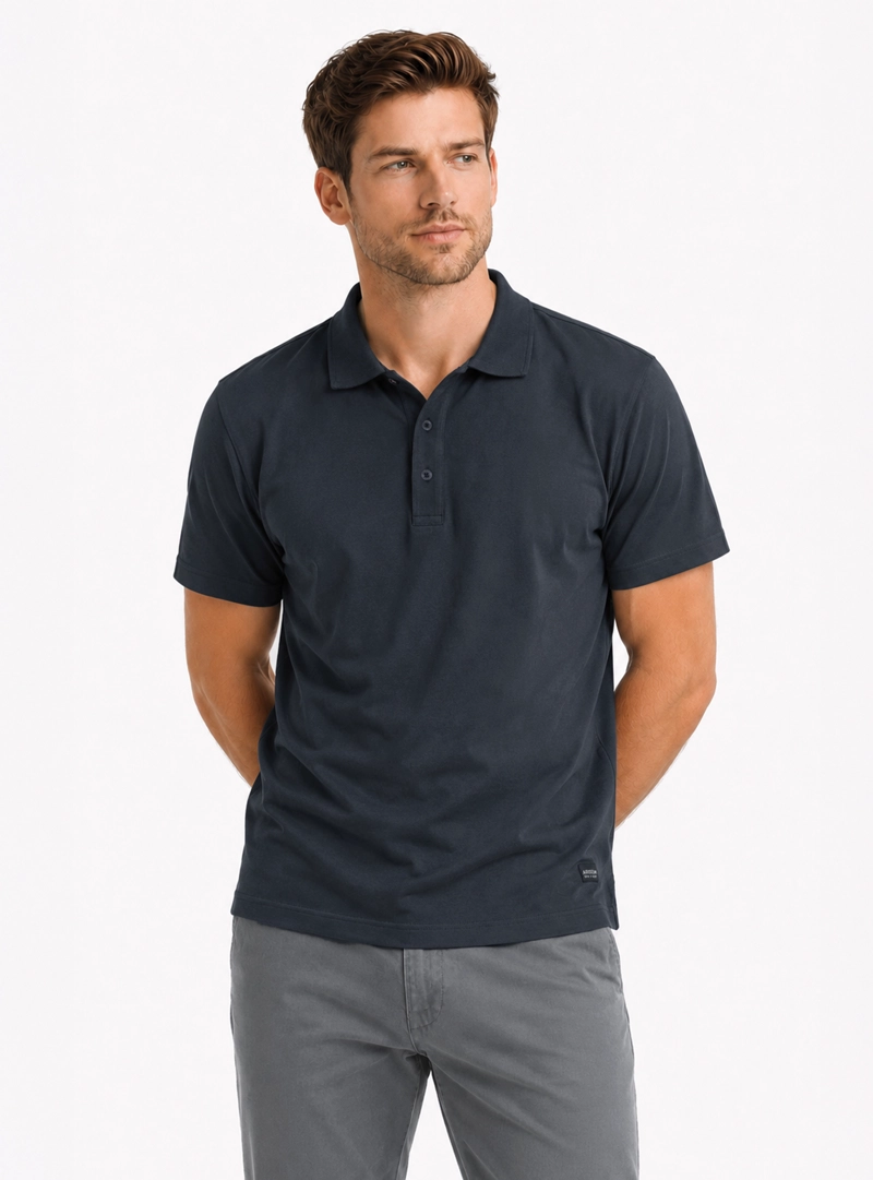 POLERA STONE WASH REGULAR FIT AZUL MARINO ARROW - 1