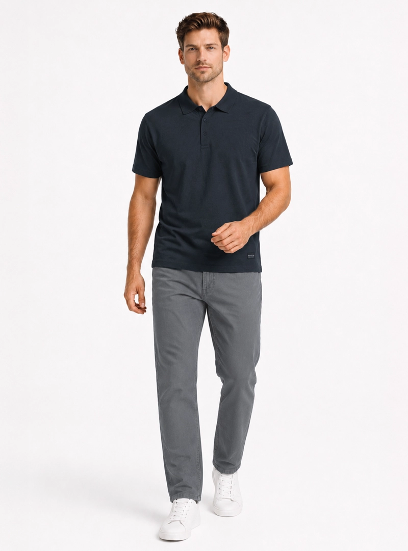 POLERA STONE WASH REGULAR FIT AZUL MARINO ARROW - 4