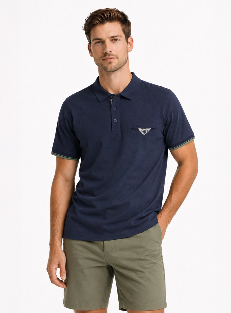 POLERA PIQUE REGULAR FIT AZUL ARROW - 1