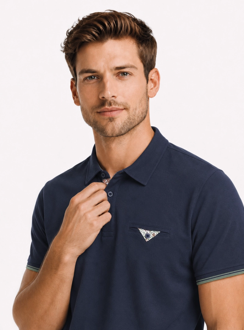 POLERA PIQUE REGULAR FIT AZUL ARROW - 3