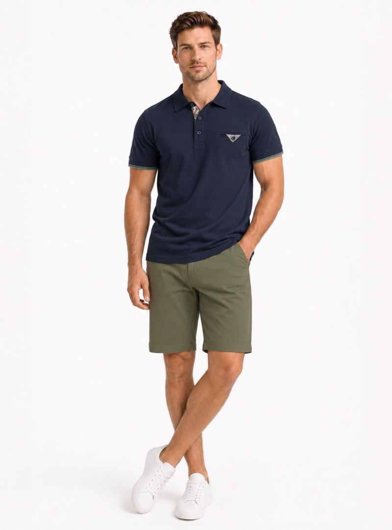 POLERA PIQUE REGULAR FIT AZUL ARROW - 4