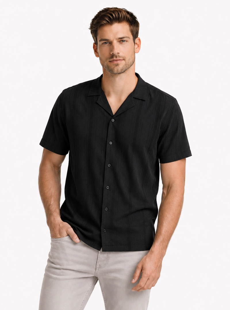 CAMISA TEXTURADA REGULAR FIT NEGRO ARROW - 1