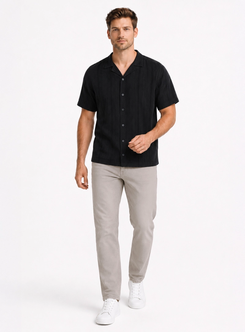 CAMISA TEXTURADA REGULAR FIT NEGRO ARROW - 4