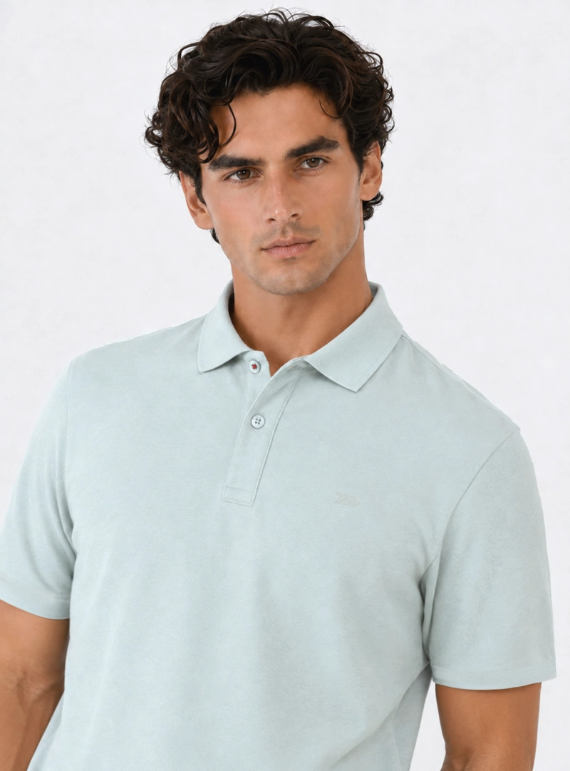 POLERA ALGODON LISA REGULAR FIT VERDE CLARO ARROW - 3