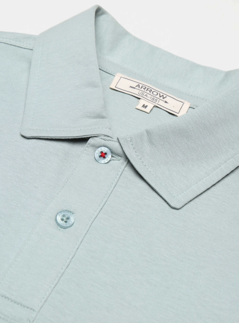 POLERA ALGODON LISA REGULAR FIT VERDE CLARO ARROW - 5