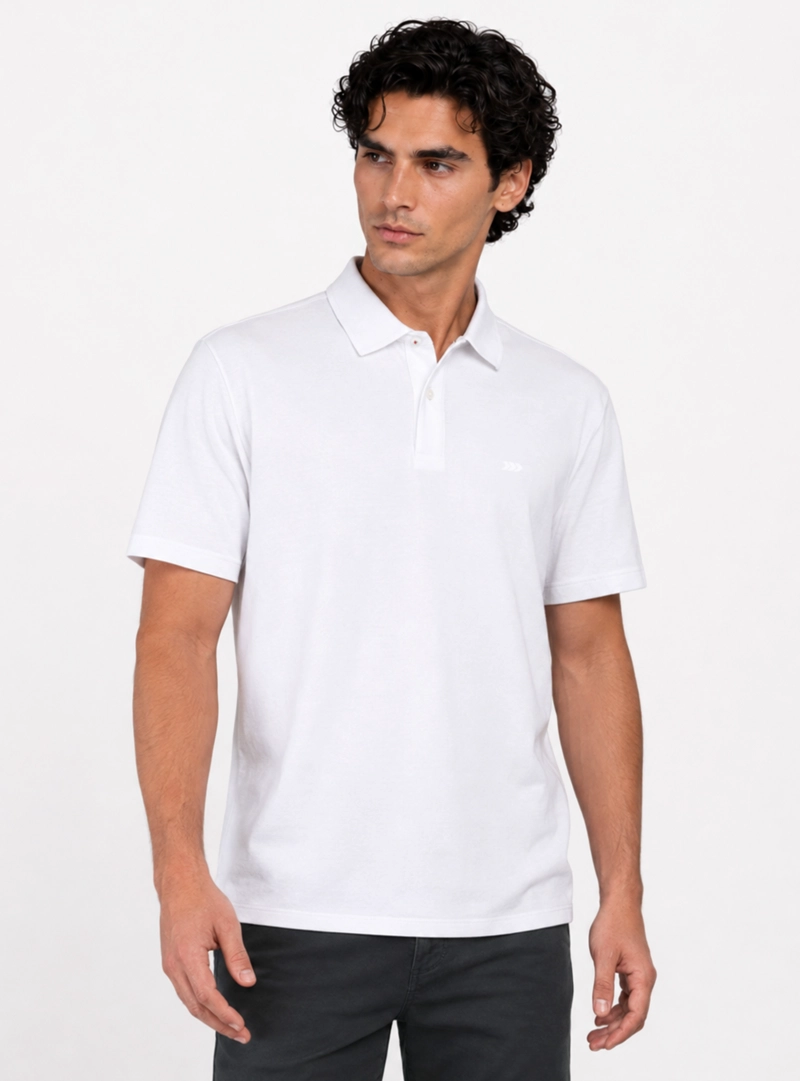 POLERA ALGODON LISA REGULAR FIT BLANCO ARROW - 1