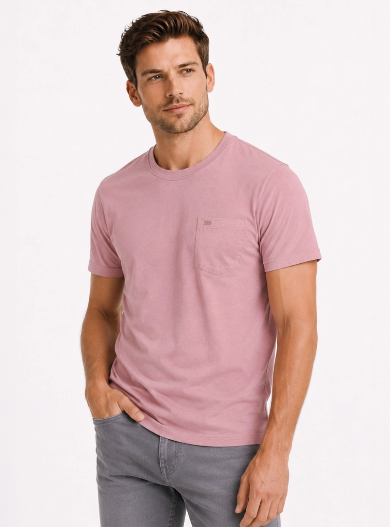 POLERA ALGODON LISA REGULAR FIT ROSADO ARROW - 1